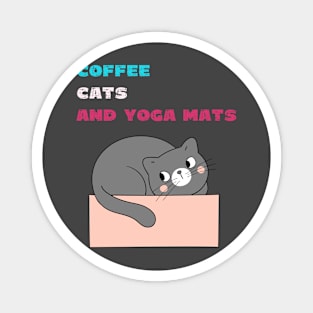 Coffee cats and yoga mats funny yoga and cat drawing Magnet